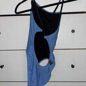 JOLYN Discontinued Brandon Contrast Onesie - Size 32 - blue with black straps